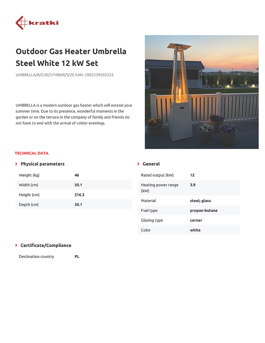 KRATKI UMBRELLA/B/G30/37MBAR/S/ZE ΣΟΜΠΑ ΘΕΡΜΑΣΤΡΑ ΥΓΡΑΕΡΙΟΥ 12KW ΛΕΥΚΗ - Image 6